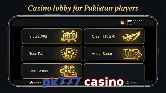 Lobby view of Pk777 Casino for Pakistan users