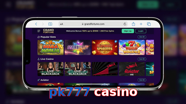 Main screen of Pk777 Casino ios page for PK players